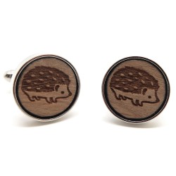 BM0034 BOBIJOO Jewelry Cufflinks Wood Hedgehog Metal