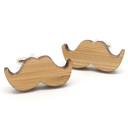 Boutons de Manchette Bois Forme Moustache bobijoo