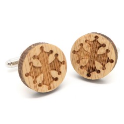 BM0036 BOBIJOO Jewelry Cufflinks Wood Occitan Cross