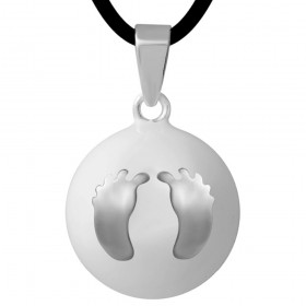 GR0030 BOBIJOO Jewelry Colgante del collar de la Bola Musical de Embarazo Pies del bebé de Plata