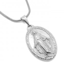 PEF0041 BOBIJOO Jewelry Collar De Medallón De La Virgen María Milagrosa De María, De Acero, De Plata
