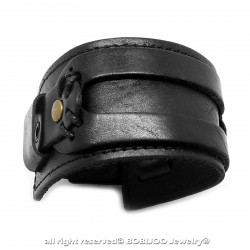 BR0061 BOBIJOO Jewelry Bracelet de Force Black Leather Real