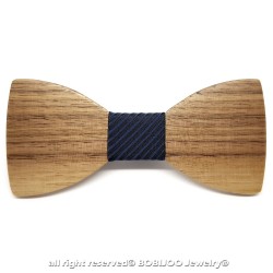 NP0038 BOBIJOO Jewelry Bow Tie Wood Fabric Blue Black Stylish Gentleman