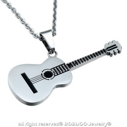 PE0134 BOBIJOO Jewelry Pendant Classical Guitar 316L Steel at your Choice + Chain