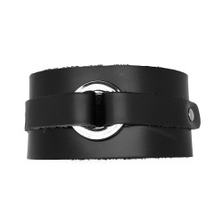 BR0068 BOBIJOO Jewelry Bracelet de Force Black Leather Steel