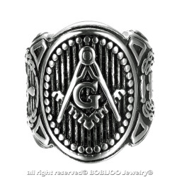 BA0262 BOBIJOO Jewelry Signet Ring Man Freemasonry Symbols Lodge