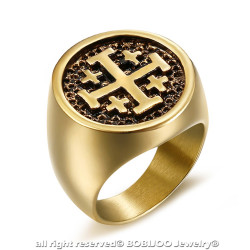 BA0266 BOBIJOO Jewelry Signet Ring Man Templar Order Temple Jerusalem