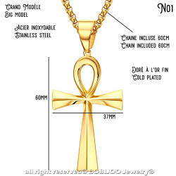PEF0048 BOBIJOO JEWELRY Pendant Cross of Life Ankh Stainless Steel Gold Silver of your choice