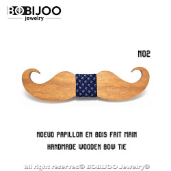 NP0045 BOBIJOO Jewelry Bow Tie Light Wood Mustache Handmade