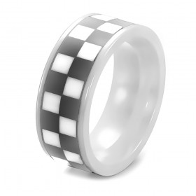 BA0223 BOBIJOO Jewelry Ring Ring Pad Mosaic Checkerboard Ceramic