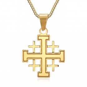 Men's Pendant Templar Order Temple Cross Jerusalem Golden bobijoo