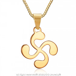 Croix basque bijoux, Pendentif collier Acier Or et Chaîne bobijoo