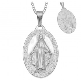 Pendentif Vierge Miraculeuse Marie Acier Argenté bobijoo