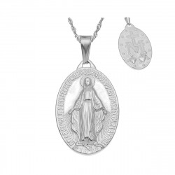 PEF0047S BOBIJOO Jewelry Un Pequeño Colgante Medallón Con La Virgen María, De Acero, De Plata