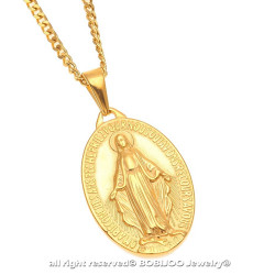 PE0091 BOBIJOO Jewelry Pendant Man Virgin Miraculous Mary Steel Gold Finish