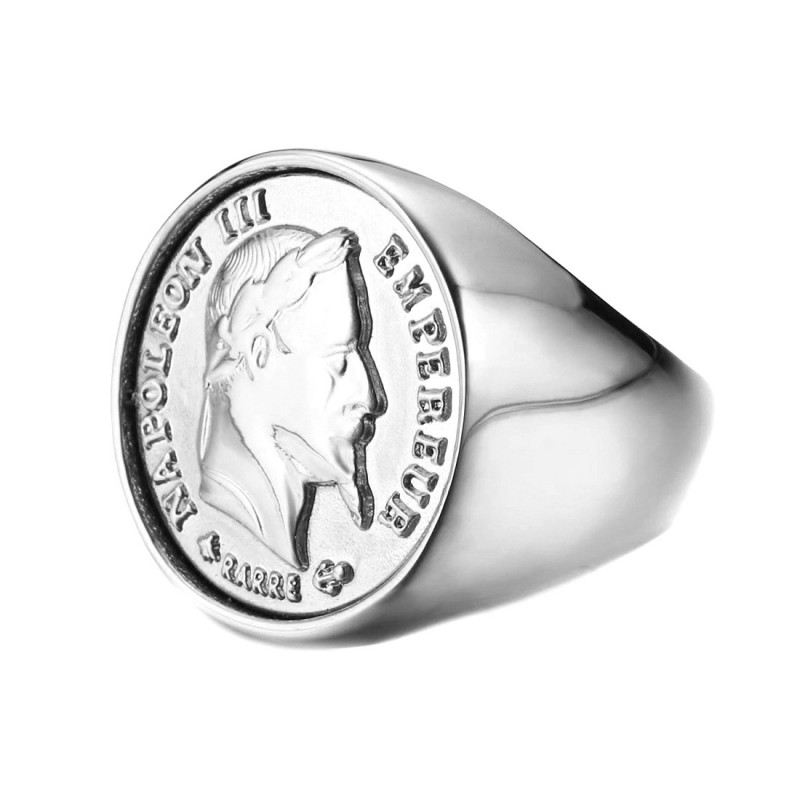 Chevalière Bague Acier Inoxydable 20 Francs NAPOLEON bobijoo Chevalière Bague Acier Inoxydable 20 Francs NAPOLEON bobijoo