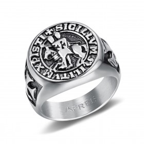 BA0311 BOBIJOO Jewelry Anillo Anillo anillo de Plata de Acero Templarios Sello de Cristo