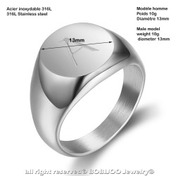 BA0263 BOBIJOO Jewelry Siegelring Ring Mann Ersten Gestochen Edelstahl 316 Silber