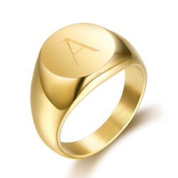 BA0264 BOBIJOO Jewelry Siegelring Ring Mann Ersten Gestochen Edelstahl 316 Vergoldet Gold