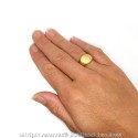 BAF0037 BOBIJOO Jewelry Signet Ring Woman Initial Engraved Steel 316 Golden Gold