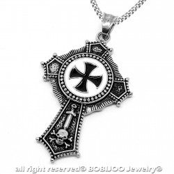 PE0119 BOBIJOO Jewelry Pendant Steel Templar Cross Pattee Black