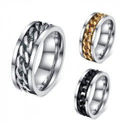 BA0034 BOBIJOO Jewelry Ring Alliance Chain Man Stainless Steel, Gold Stainless Steel Black