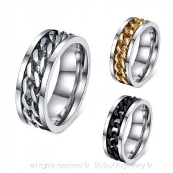 BA0034 BOBIJOO Jewelry Ring Alliance Chain Man Stainless Steel, Gold Stainless Steel Black