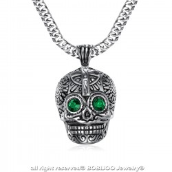 Petit Pendentif Tête de Mort Acier Argent Maya Biker bobijoo