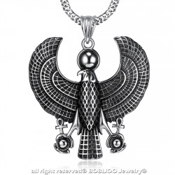PE0214 BOBIJOO JEWELRY Egyptian pendant Horus Falcon Raptor Eye Stainless Steel