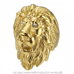 bague tête de lion : Or et Yeux diamants, énorme bijou bobijoo