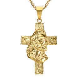 PE0232 BOBIJOO Jewelry Pendant Latin Cross Head Jesus Traveler Gold Chain