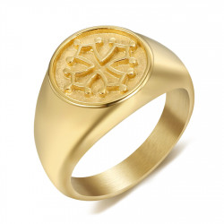 BA0350 BOBIJOO Jewelry Ring Signet Ring Man Woman Cross Occitania Steel Gold
