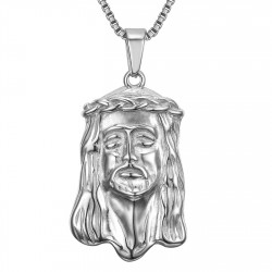 PE0129S BOBIJOO Jewelry Pendant Head of Jesus Christ 316L Steel + String