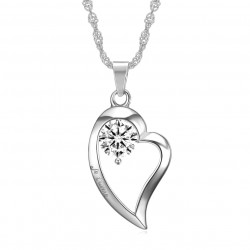 PEF0059 BOBIJOO Jewelry Pendant Necklace Heart I love you stainless Steel Diamond