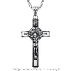 PE0094 BOBIJOO Jewelry Colgante de San Benito de Nursia Jesús en la Cruz INRI
