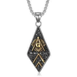 PE0109 BOBIJOO Jewelry Colgante De La Masonería De Diamante De Acero De Oro