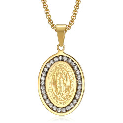 Pendentif Médaille Notre-Dame de Guadalupe Strass Or bobijoo