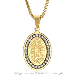 Pendentif Médaille Notre-Dame de Guadalupe Strass Or bobijoo