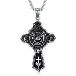 PE0241 BOBIJOO Jewelry Pendant Templar Cross Vintage In Hoc Signo Inces Steel