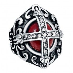 BA0354 BOBIJOO Jewelry Anillo Anillo anillo de Hombre Rojo Monárquicos y Diamantes