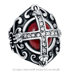 BA0354 BOBIJOO Jewelry Ring Signet ring Man Red Royalist and Diamonds