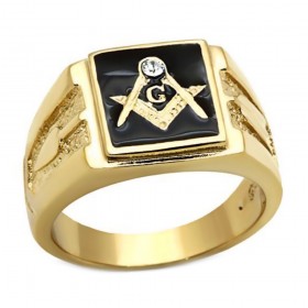 Ring Signet ring Masonic Square Gold-plated finish