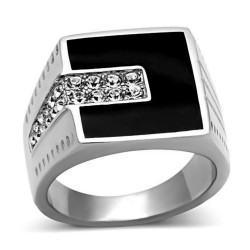 Ring Cabochon Square Onyx and Zirconia