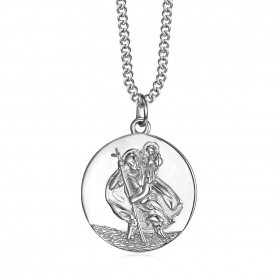 PE0261 BOBIJOO Jewelry Pendant Necklace, Saint Christopher Traveler Steel 20mm