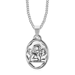 PE0270 BOBIJOO Jewelry Colgante Medalla de Ángel de la guarda Bautismo de Plata de Acero