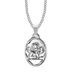 PE0270 BOBIJOO Jewelry Pendant Medal Guardian Angel Baptism Steel Silver