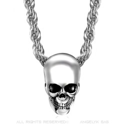 PE0267 BOBIJOO Jewelry Pendant necklace Biker Skull Skull Steel Chrome Silver Head Dead