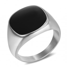 BA0014 BOBIJOO Jewelry Ring Siegelring Cabochon Stahl Silber Email