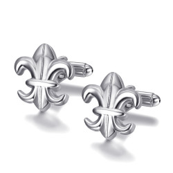BM0041 BOBIJOO Jewelry Cufflinks Silver Fleur-de-Lys of France