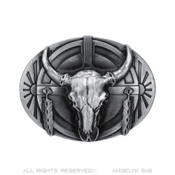 BC0004 BOBIJOO Jewelry Belt buckle Skull Bull USA Indian